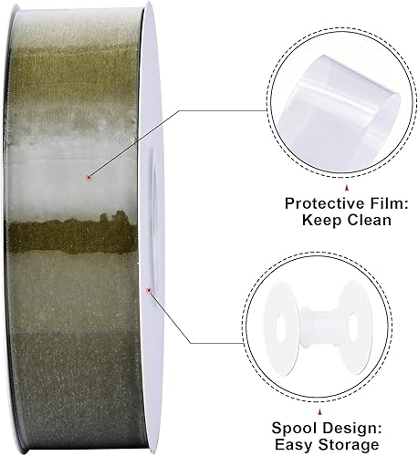 Miniatura 2 de Ribest Cinta de terciopelo verde musgo de 1 1/2 pulgadas, 10 yardas, cinta de Navidad para envolver regalos, corona, árbol de Navidad, decoración