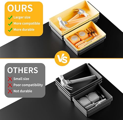 Miniatura 7 de Organizador de bandeja para cajones de herramientas de 5 tamaños, 69 unidades, color negro y amarillo