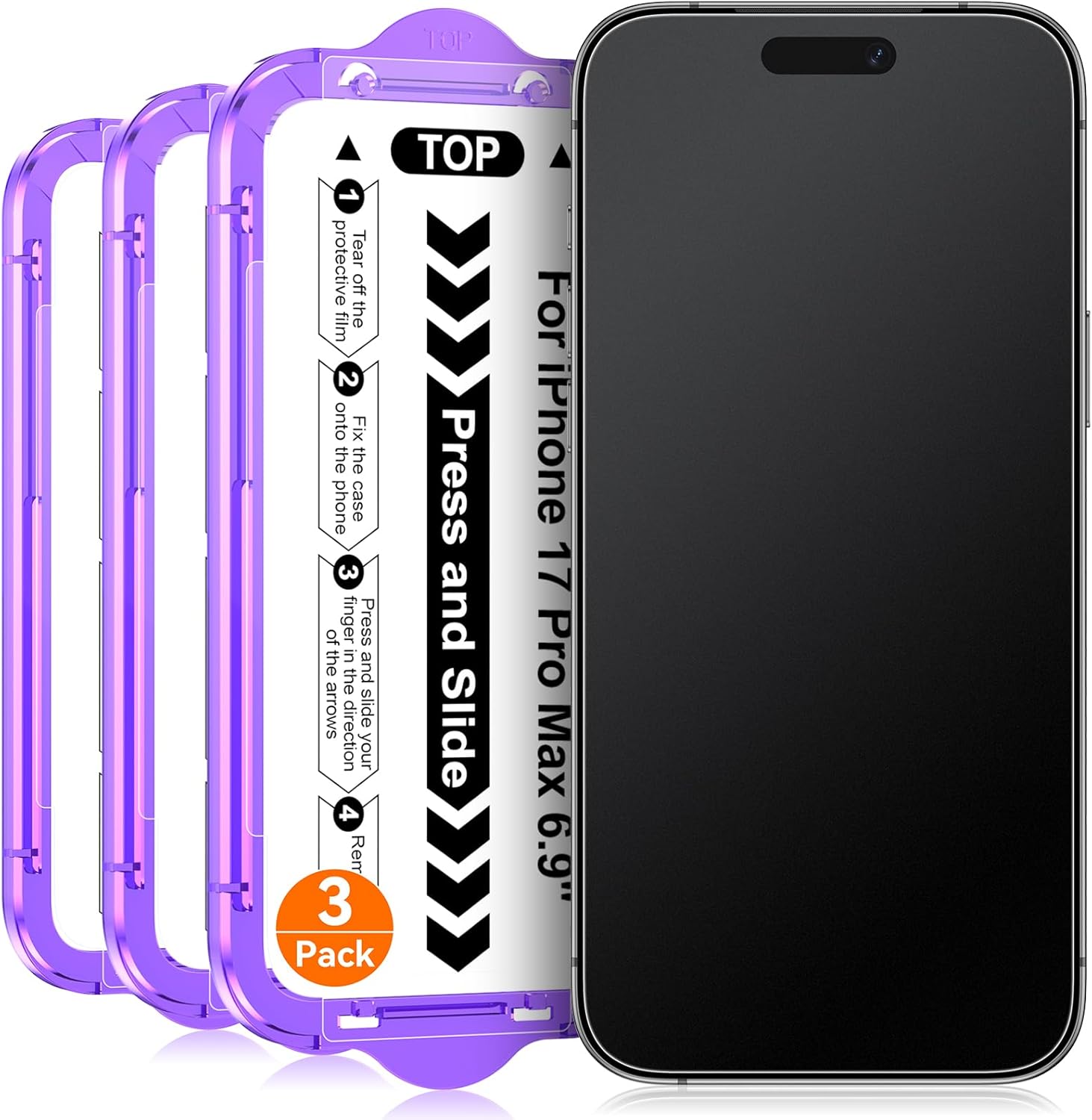 3 Pack for iPhone 17 Pro Max 6.9 inch Matte Glass Screen Protector, Auto Alignment Quick Fit Easy Installation, Anti Glare Anti Fingerprint Tempered Glass, Smooth Touch,Case Friendly iPhone 17 Pro Max-6.9 Inch