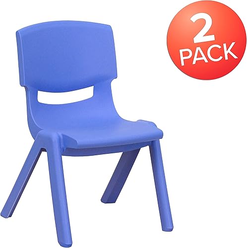 Miniatura 6 de Flash Furniture - Silla escolar apilable de plástico azul con altura de asiento de 10 12 pulgadas