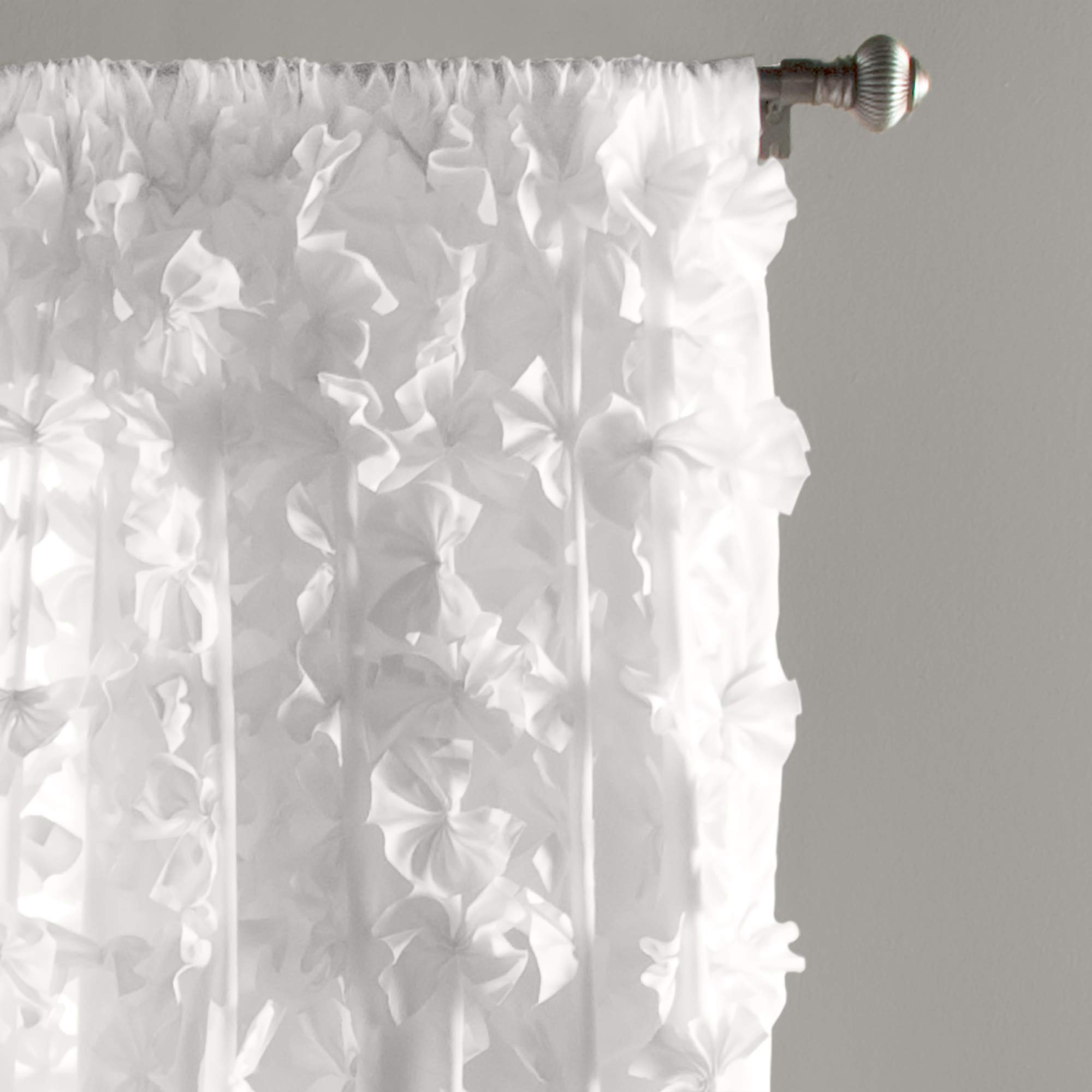 Lush Decor Riley Panneau de Rideau de fenêtre Fait à la Main avec nœuds charmants – Rideau Simple élégant filtrant la lumière pour Salon, Salle à Manger ou Chambre à Coucher – 137,2 x 213,4 cm (l x