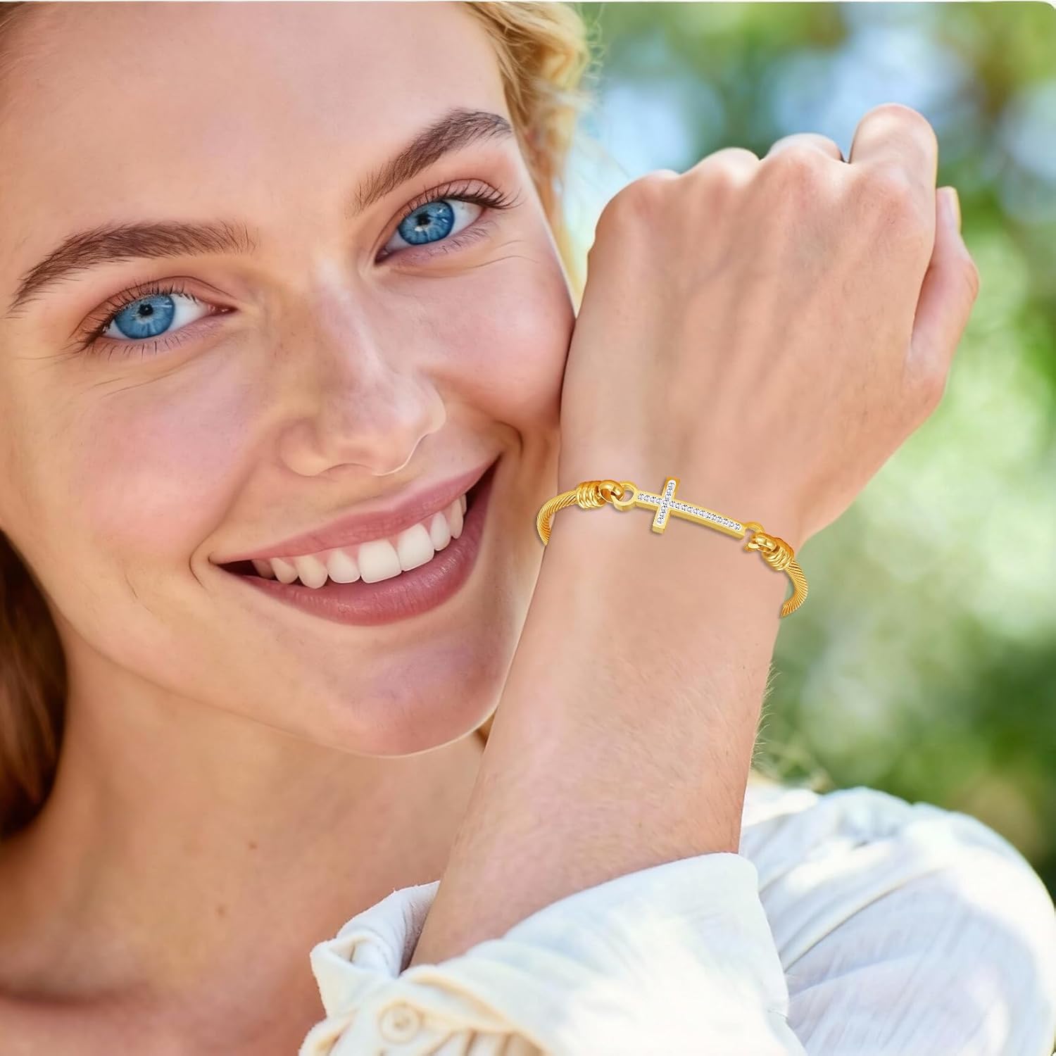 DS Religious Gift for Her Christian Cross Bracelet Bible Verse God is Within Her She Will Not Fall Inspirational Bracelets For Women Stainless Steel Jewelry Gift To Daughter Best Friend - Image 5