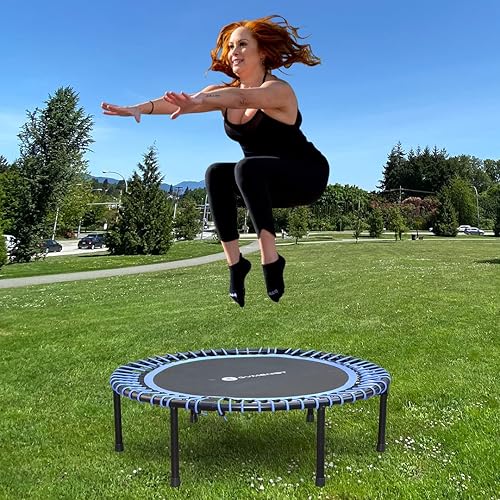 Miniatura 6 de Trampolín de fitness para adultos y niños, trampolín de ejercicio de rebote interior para entrenamiento, fitness para entrenamiento de rebote