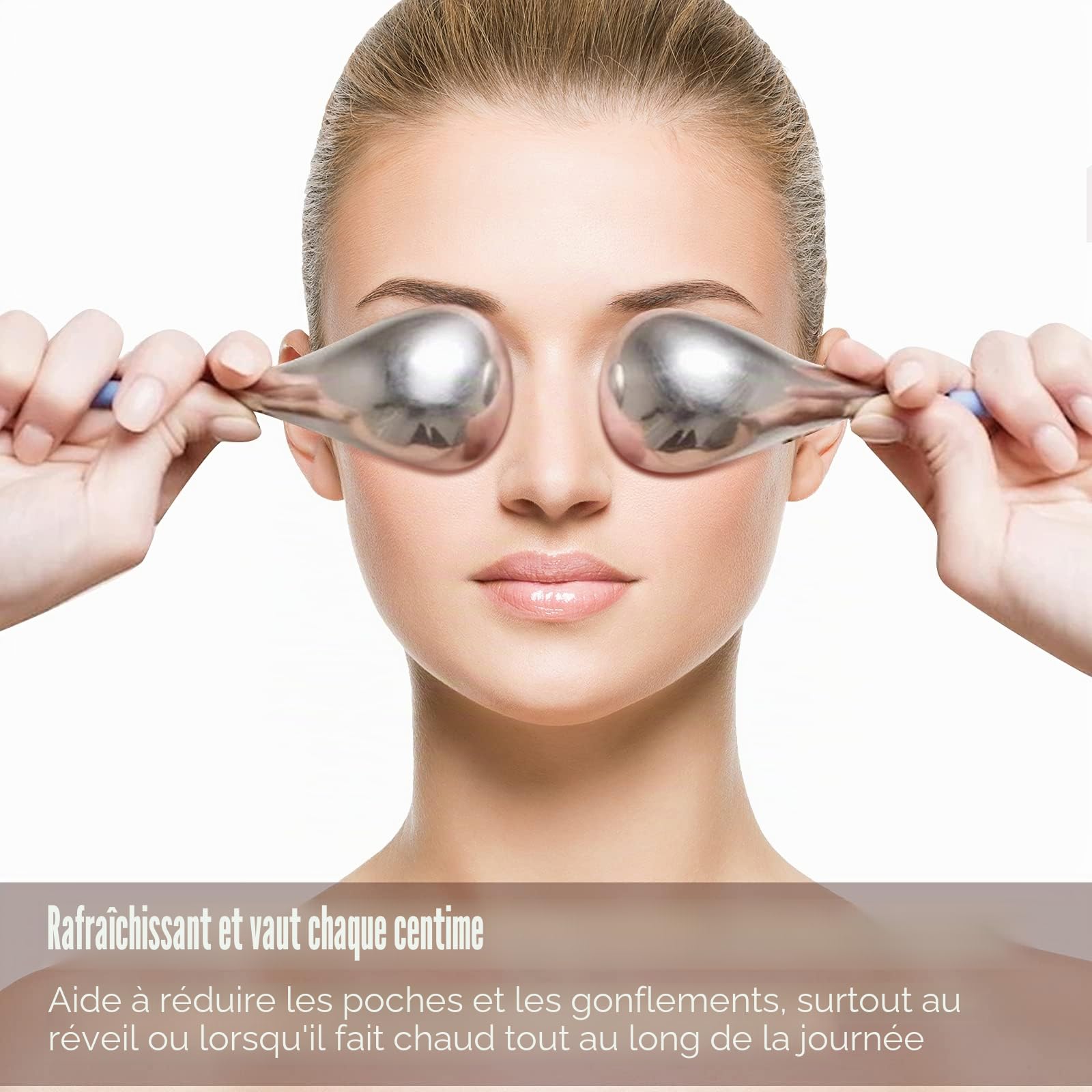 Baguettes cryo de massage facial - En acier inoxydable - Boules de refroidissement pour le cou, les yeux, anti-âge, baguette de traitement (Noir)