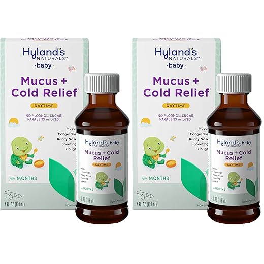 Hyland's Naturals Baby Mucus and Cold Relief, Daytime Baby Cold Medicine, Infant Cold and Cough Remedy, Decongestant, 4 Fluid Ounce (Pack of 2)