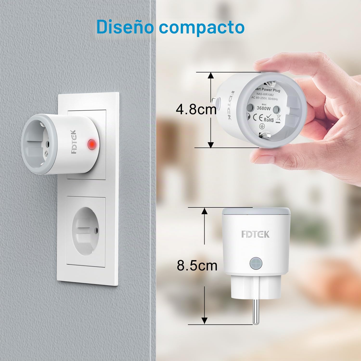 FDTEK Zigbee 3.0 Enchufe Inteligente con Medición de Corriente y Temporizador, Smart Plug 16A con Control Remoto y Monitor de Consumo de Energía, Compatible con Alexa y Google Home, 2 PCS