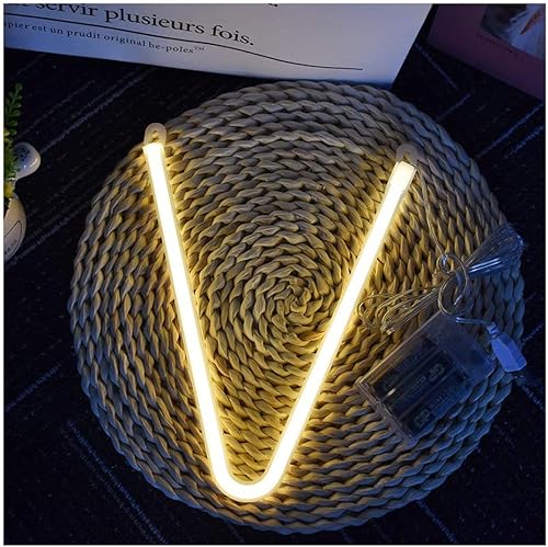 ENUOLI Letras blancas cálidas, luz LED de noche de neón, letras del alfabeto, letreros decorativos para cumpleaños, bodas, fiestas, habitación del
