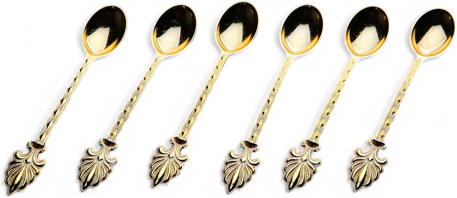 Alisveristime Decorative Zamac Tea Spoons Set, 6-Piece, 4.3 in (Gold)