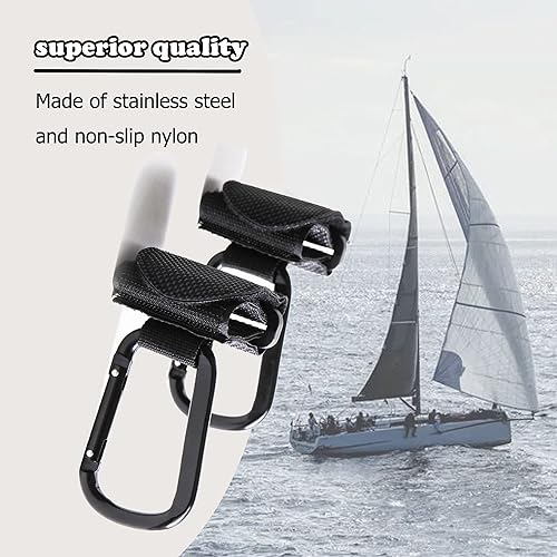 Miniatura 2 de Gancho para bolsa de riel de barco, correas de seguridad ajustables con práctica hebilla de liberación rápida, mosquetón de acero inoxidable para