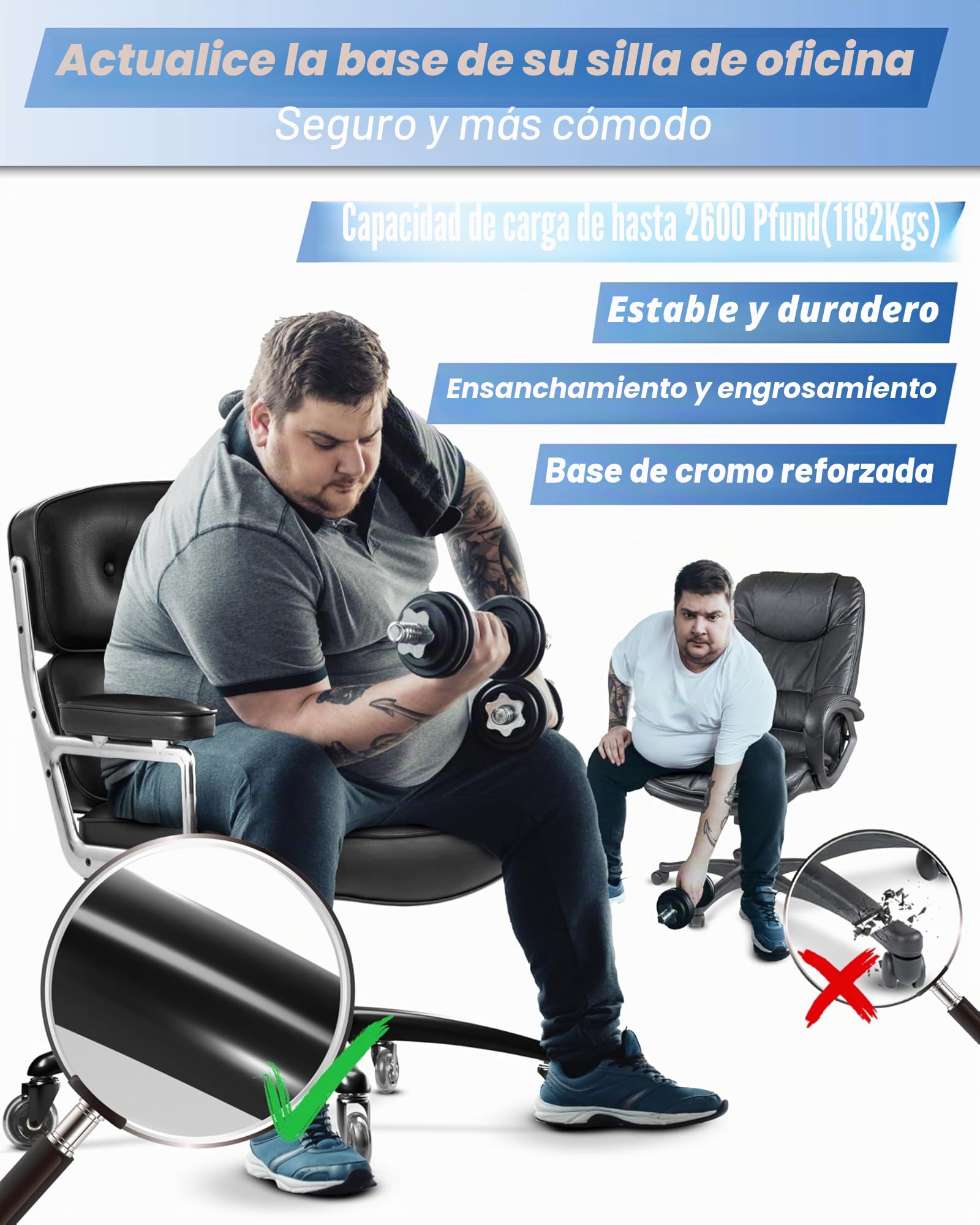 Sytopia Silla de oficina con pie en cruz, 70 cm, robusto torniquete, soporta hasta 200 kg, universal, para ruedas de 11 mm x 22 mm y muelle de gas de 50 mm, duradero, color negro mate