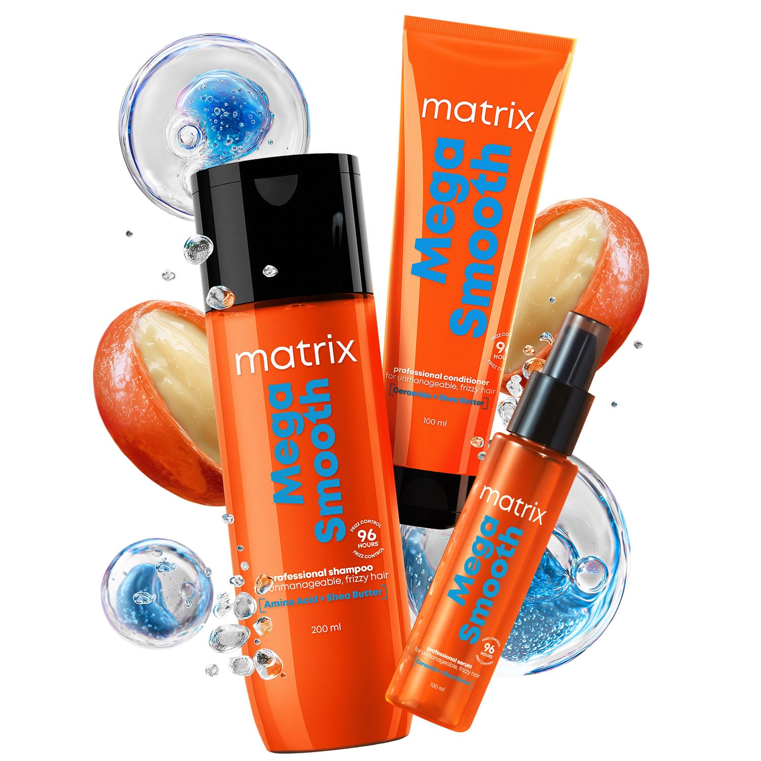 Matrix Opti.Care Professional Shampoo + Conditioner + Serum Combo for Salon Smooth Straight Hair | Control Frizzy Hair for up to 4 Days | With Shea Butter | No Added Parabens (200 ml + 98 g + 100 ml )-image-10