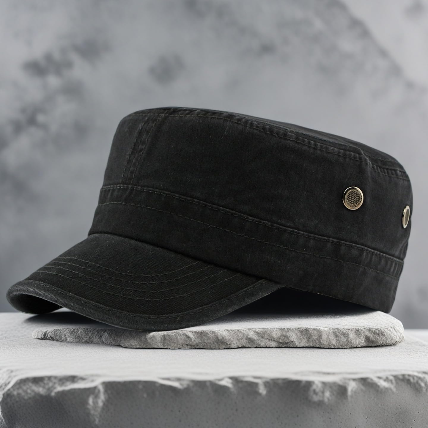 Army Cadet Cap for Men Women Military Flat Top Cap Adjustable Cotton Basic Baseball Cap - Image 2