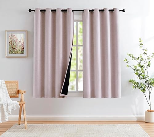 Miniatura 12 de Cortinas de lino natural opacas para dormitorio de 84 pulgadas de largo, con aislamiento térmico y reducción de ruido, paneles de cortina de tejido