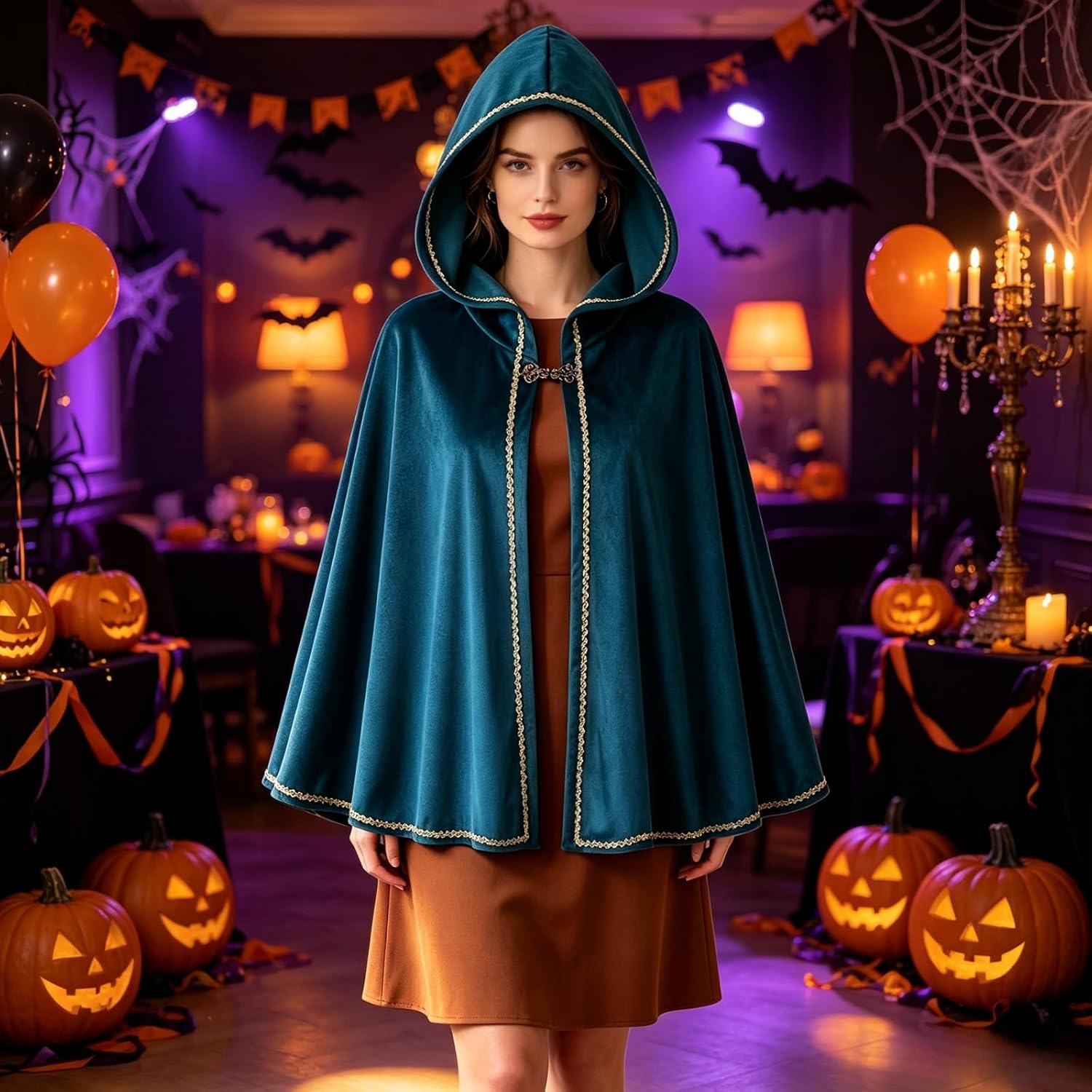 LMYOVE Women Hooded Cape Medieval Renaissance Cloak for Halloween