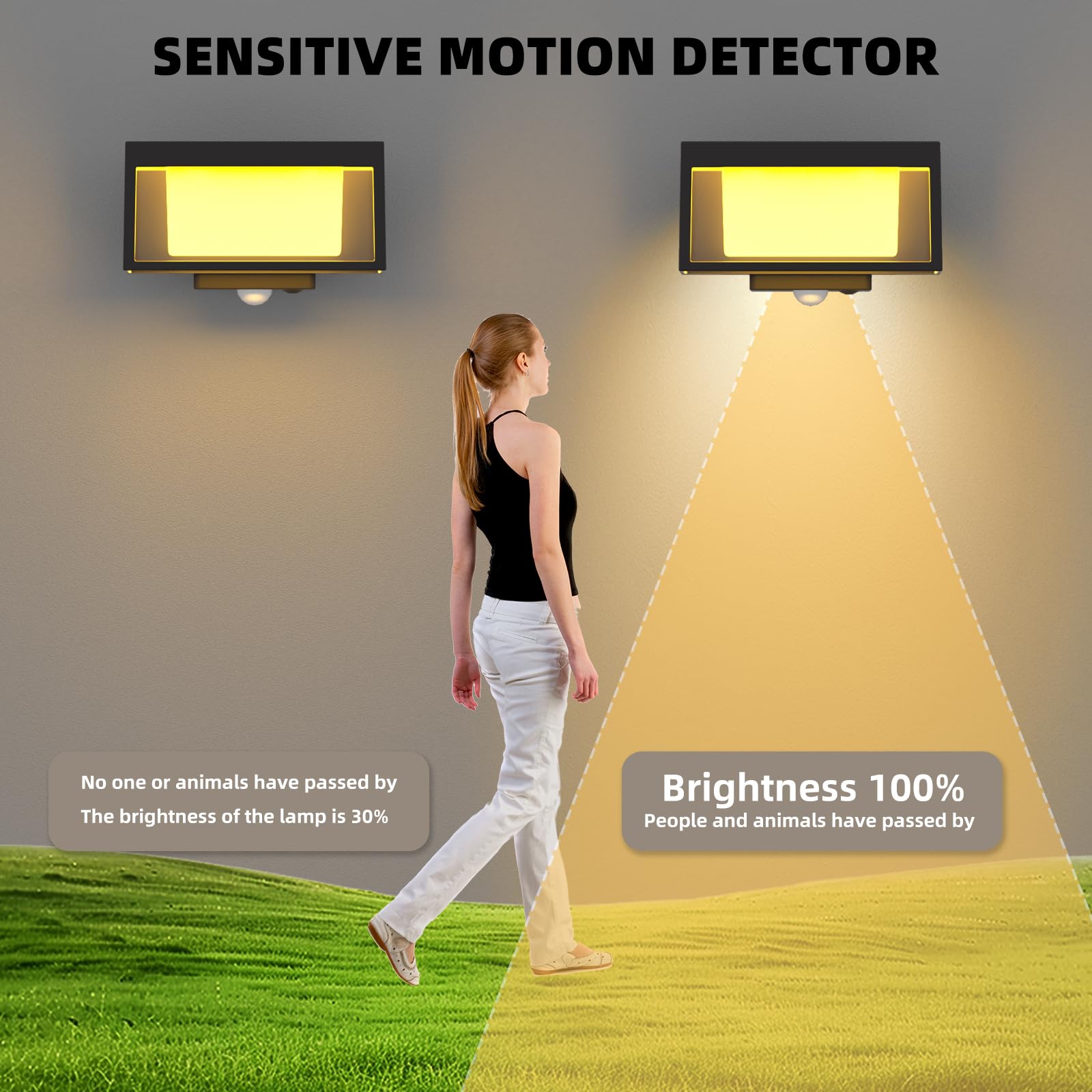 Mittokonnel Lampada solare da esterno,Lampada Solare da Parete con Sensore di Movimento,Applique solare da esterno nere opache,Impermeabili IP65 per giardino,patio(Tonalità luce fredda,1 pezzo)