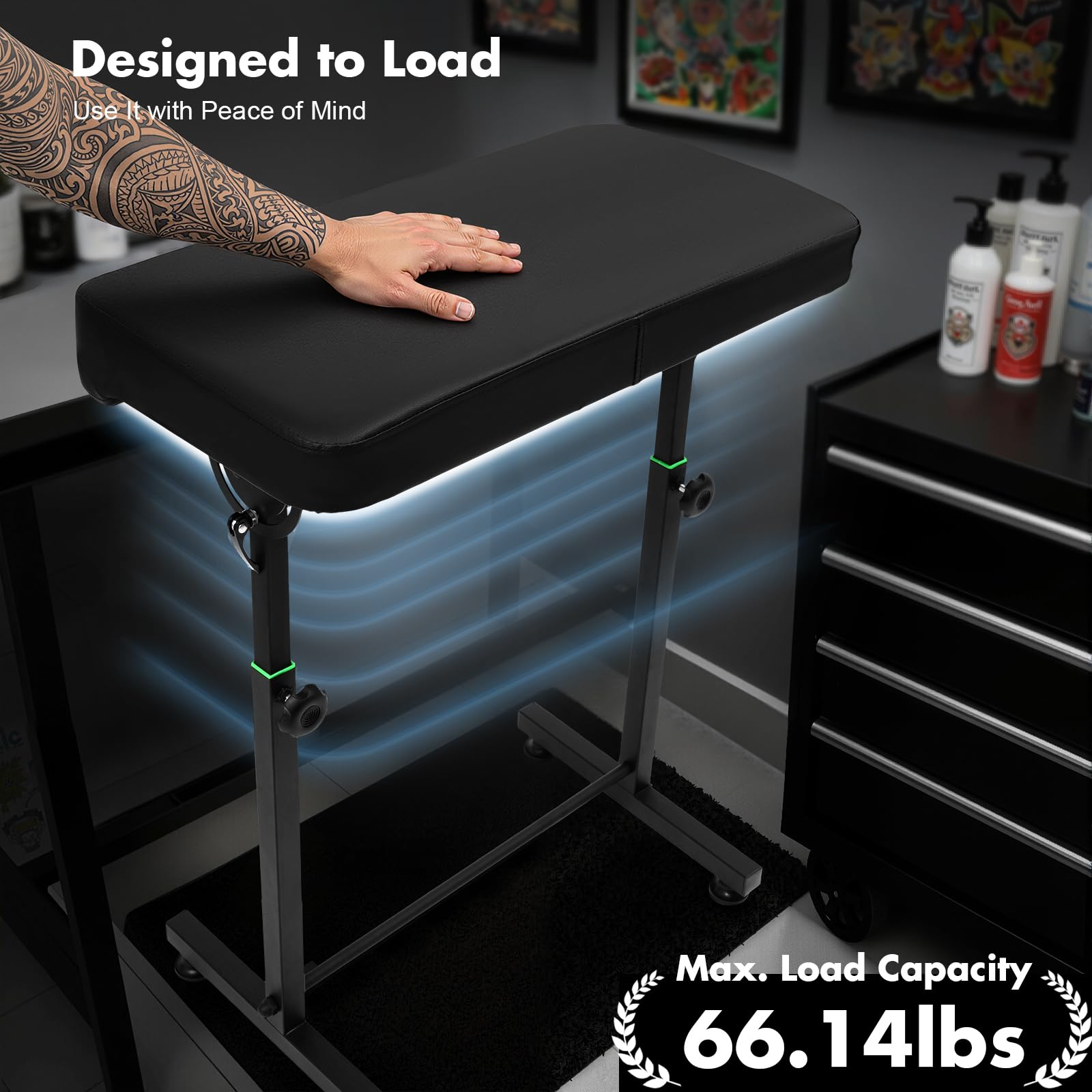Tattoo Armlehne Armauflage Armrest Pad Verstellbare Höhe Tätowierung Armauflage Transportable Tätowierungswerkzeug Tattoo Armstütze für Orte wie Salons, Schönheitssalons, Salons