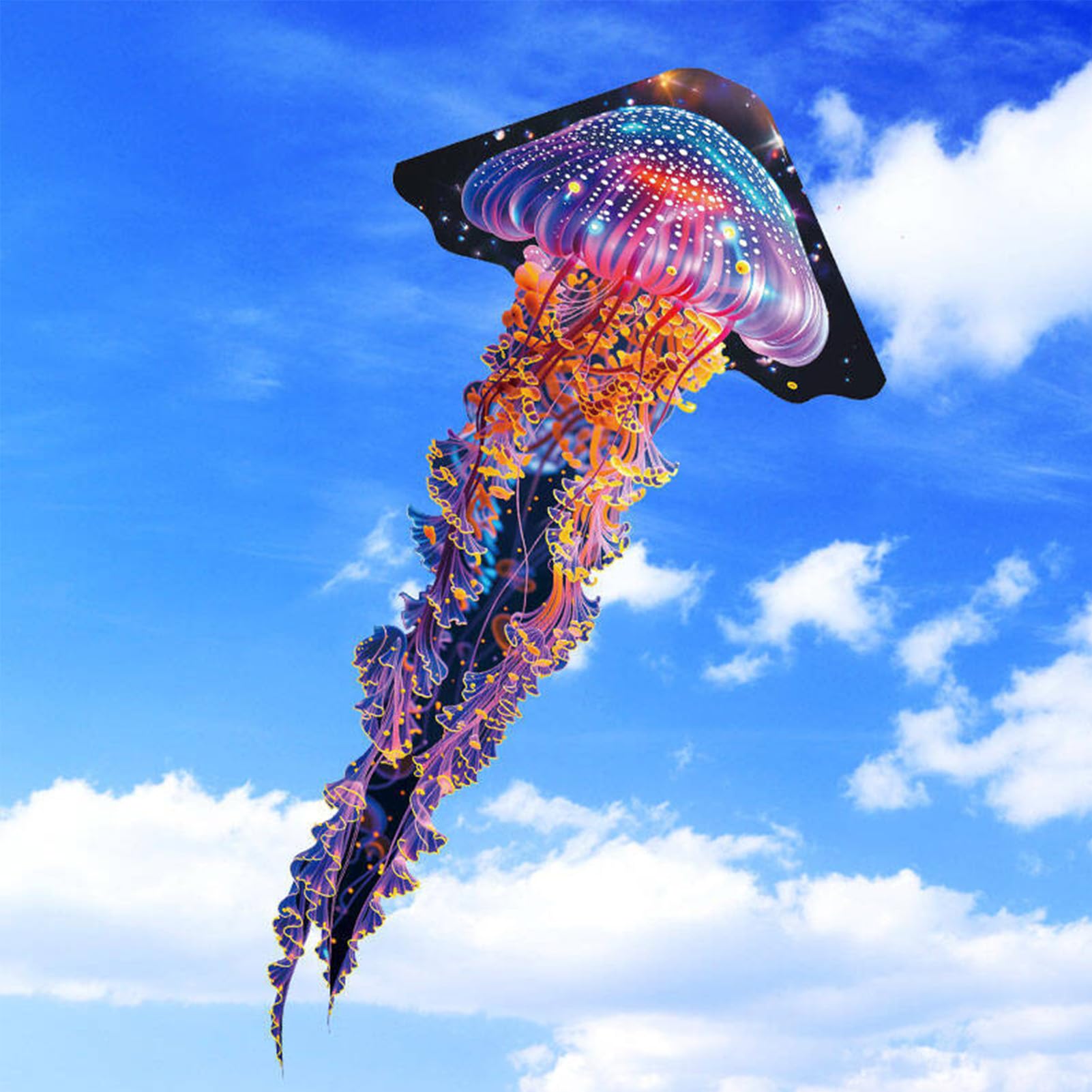 Cerf-volant Méduse Géant 110x55 Inches – Facile à Monter, Queue Stabilisatrice, Pour Plage Et Parc, Dès 3 Ans