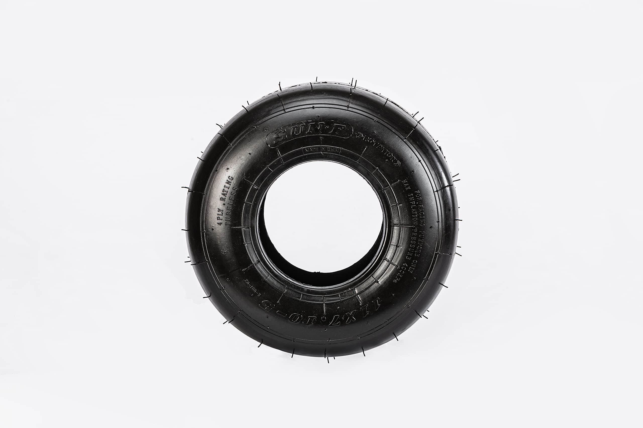 SunF 10x4.5.00-5 & 11x7.10-5 Neumáticos Go Kart, K001, 4PR neumáticos delanteros y traseros, banda de rodadura lisa, sin cámara, juego de 4