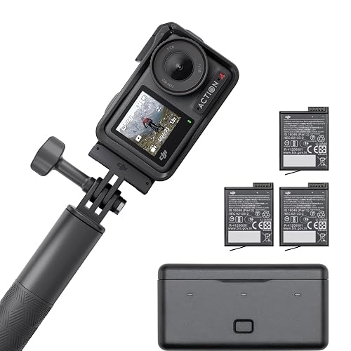 DJI Osmo Action 4 Adventure Combo - 4K/120fps Waterproof Action Camera with a 1/1.3-Inch Sensor, 10-bit & D-Log M Color Performance, Up to 7.5 h with 3 Batteries, Outdoor Camera for Tra