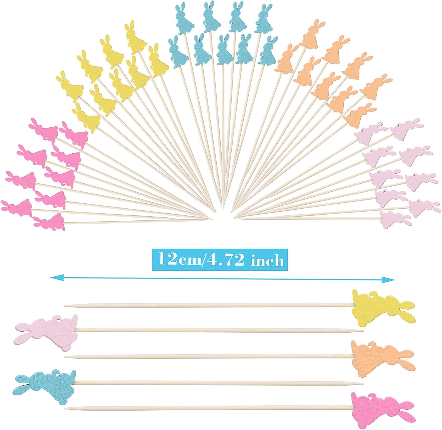 JtmyAota 100 Pack Easter Toothpicks for Appetizers, Rabbit Cocktail Picks