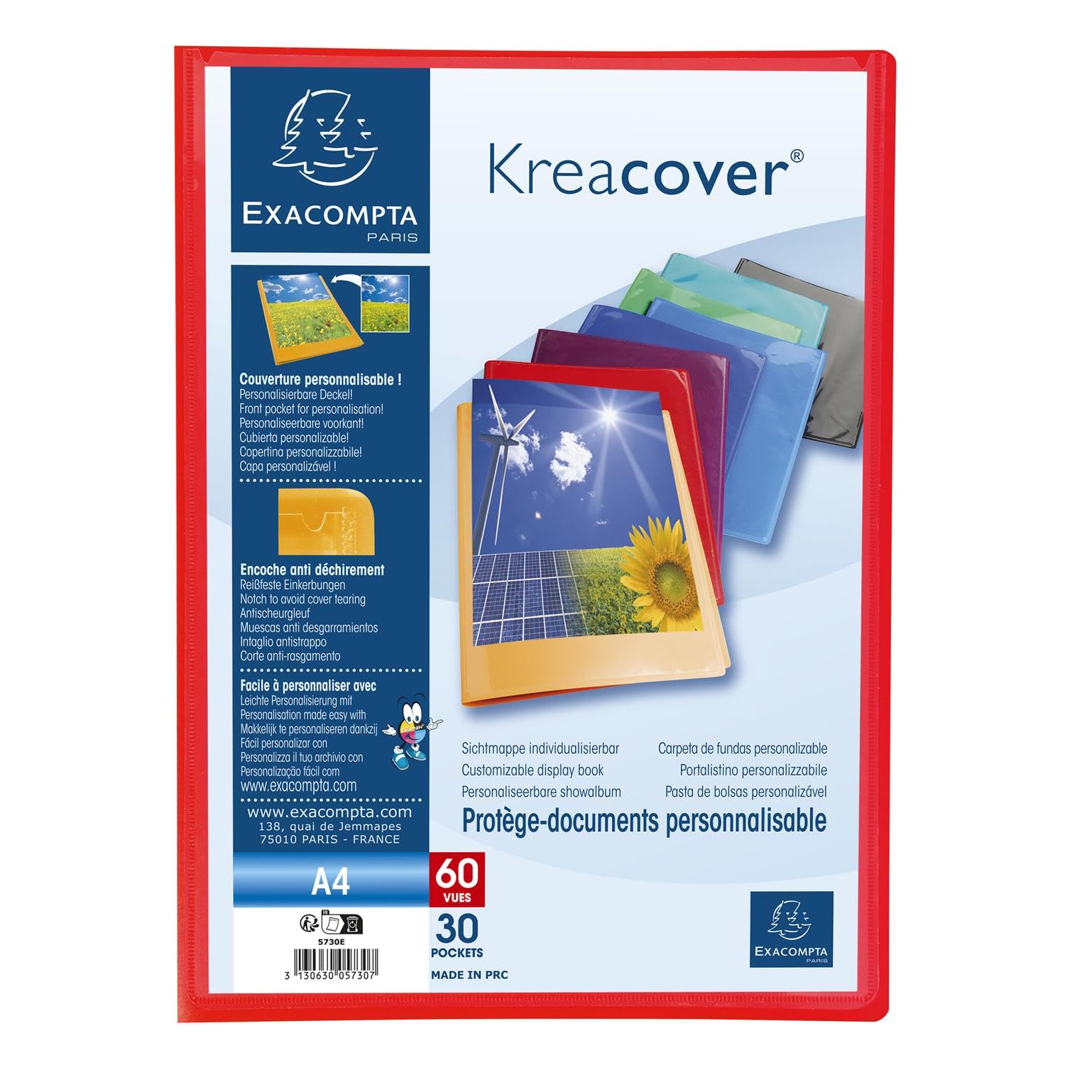 Kreacover Sichtmappe, personalisierbar, blickdicht, 60 Seiten, Polypropylen, verschiedene Farben, 12 Stück (8)
