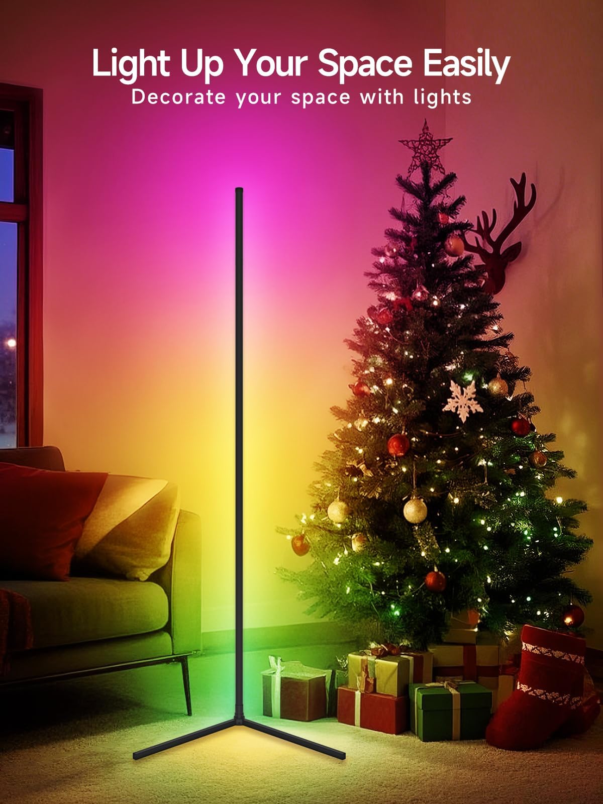 Tyute LED Stehlampe 150 cm, RGB Ecklampe Dimmbar Standleuchte Wohnzimmer