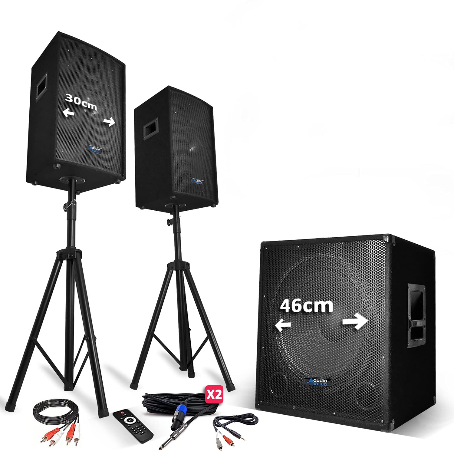 Système Sonorisation Complet 2200W Enceintes + Subwoofer USB/Bluetooth + Pieds - BM Bmsonic BMS1512
