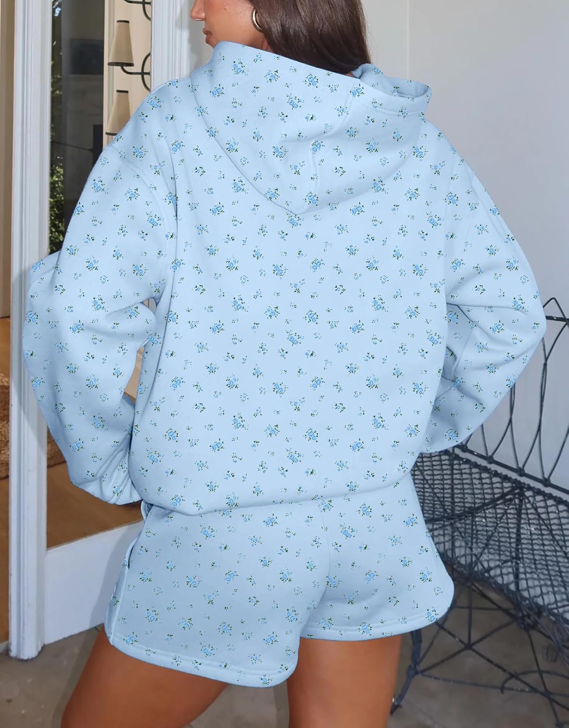 Women Y2k Cute Floral Snowflake Oversized Fleece Hoodies Long Sleeve Hooded Pullover Sweatshirts Aesthetic Fall - Image 3