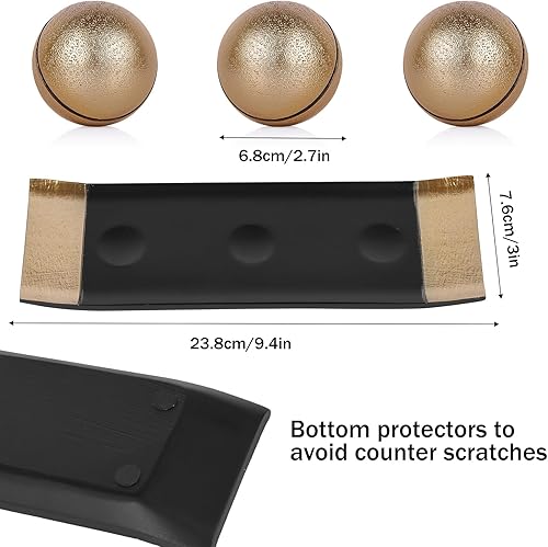 Miniatura 2 de LCCCK Juego de bandeja decorativa con bolas, soporte de TV de orbes decorativos de oro negro, centro de mesa auxiliar, elegantes bolas decorativas