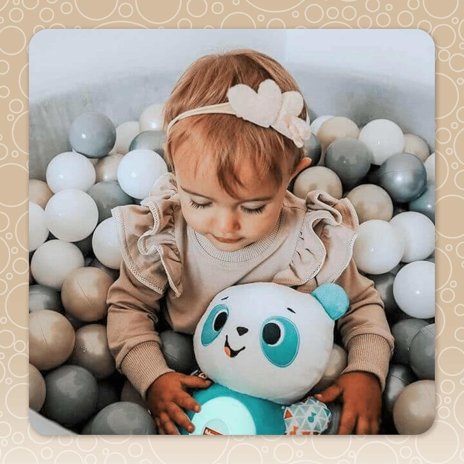 Mimii Baby Ball Pool 130 x 30 cm Foam Round Swimming Pool for Children, Boys, Girls and Babies, Soft and Safe Toy, Ultra-Soft – Light Grey, No Balls