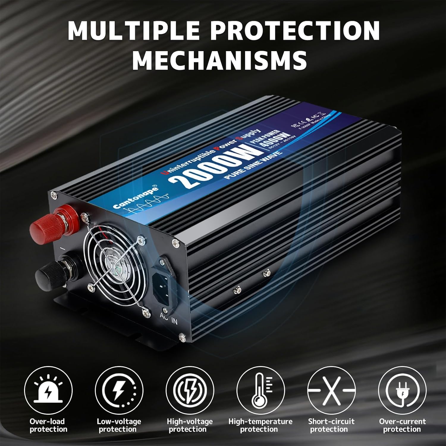 2000W Sump Pump Backup Battery System, Automatic Switching to Battery Inverter Power, Professional Backup System in Case of Power Failure, Pure Sine Wave Output