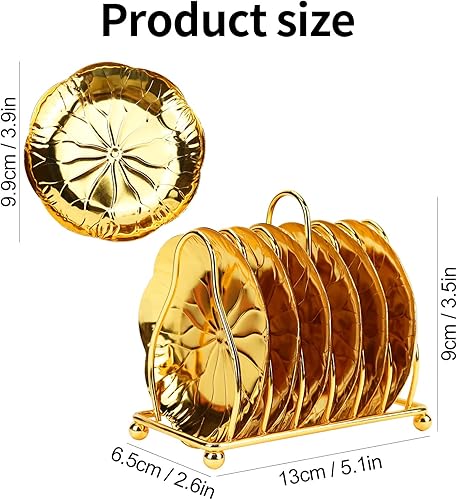 Miniatura 7 de Koqye Posavasos con soporte de plata, posavasos redondos estilo plateado, decoración de mesa para pasteles y bandeja de frutas, cocina, hogar, juego