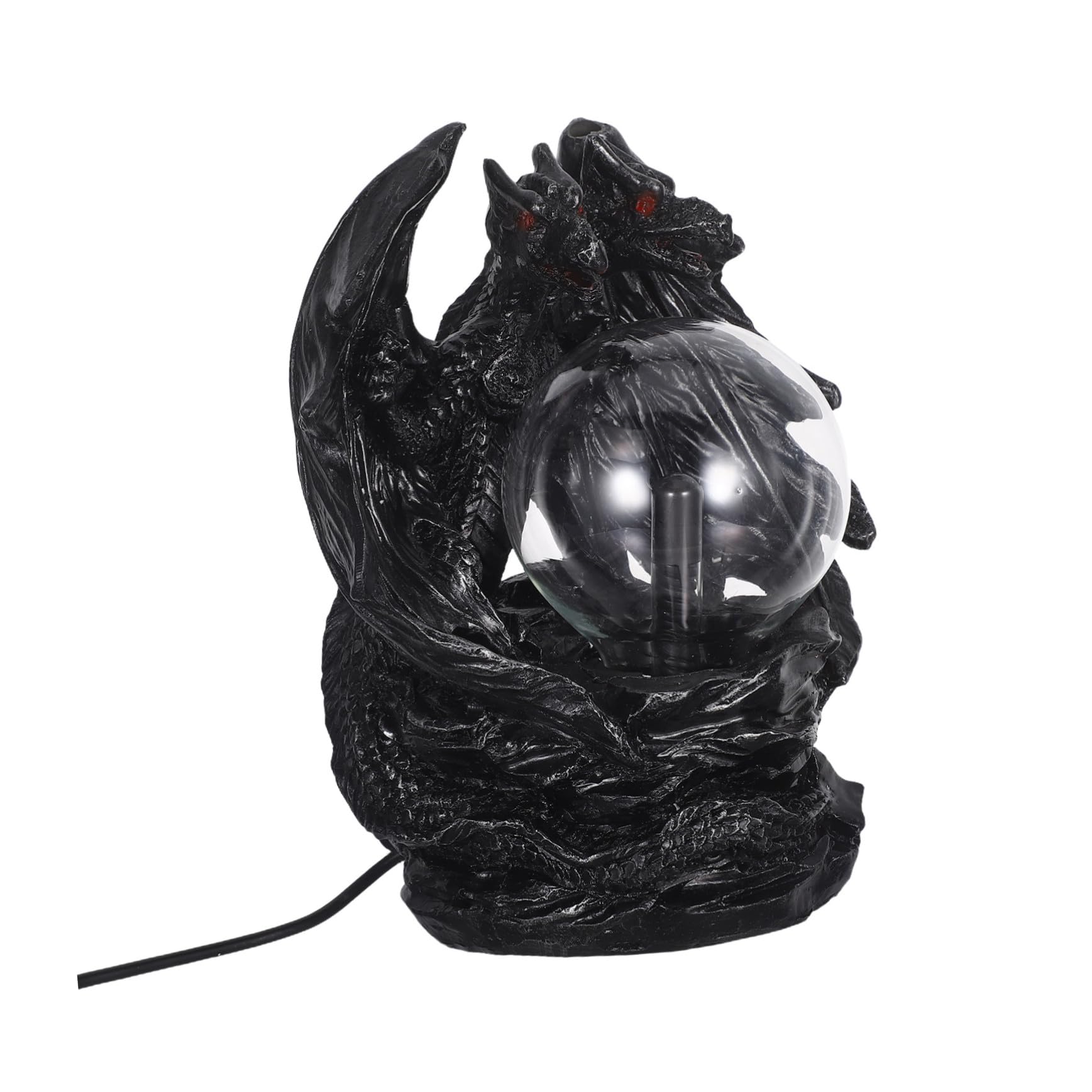 BESTYASH Lampada Palla di Plasma Drago Nero in Resina con Illuminazione Colorata Usb, Design Fantastico per Decorazioni Halloween, Setup Plug-and-play ed Efficienza