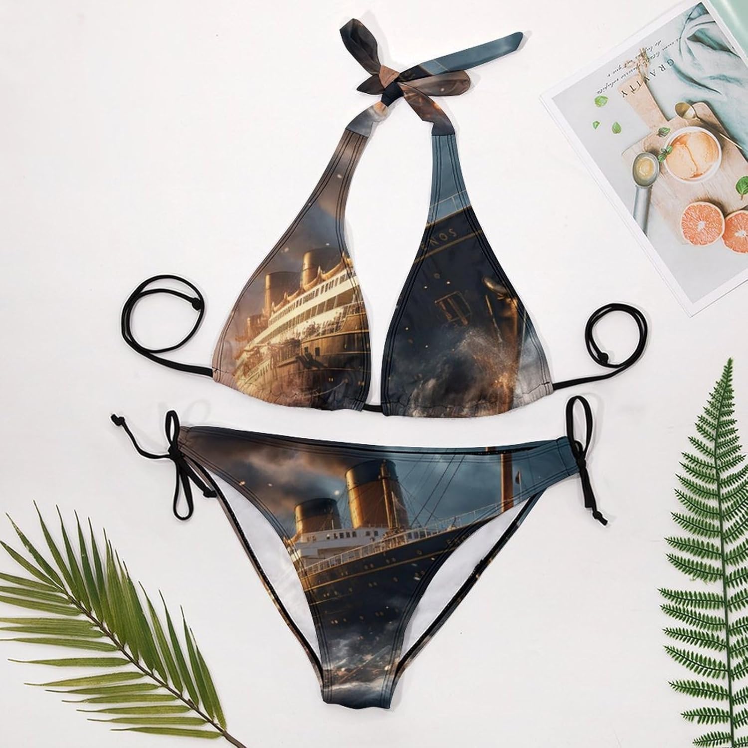 Titanic Cruise Ship Boat Novelty Women's 2 Piece String Bikini Set Swimsuits Bathing Suit Swimwear