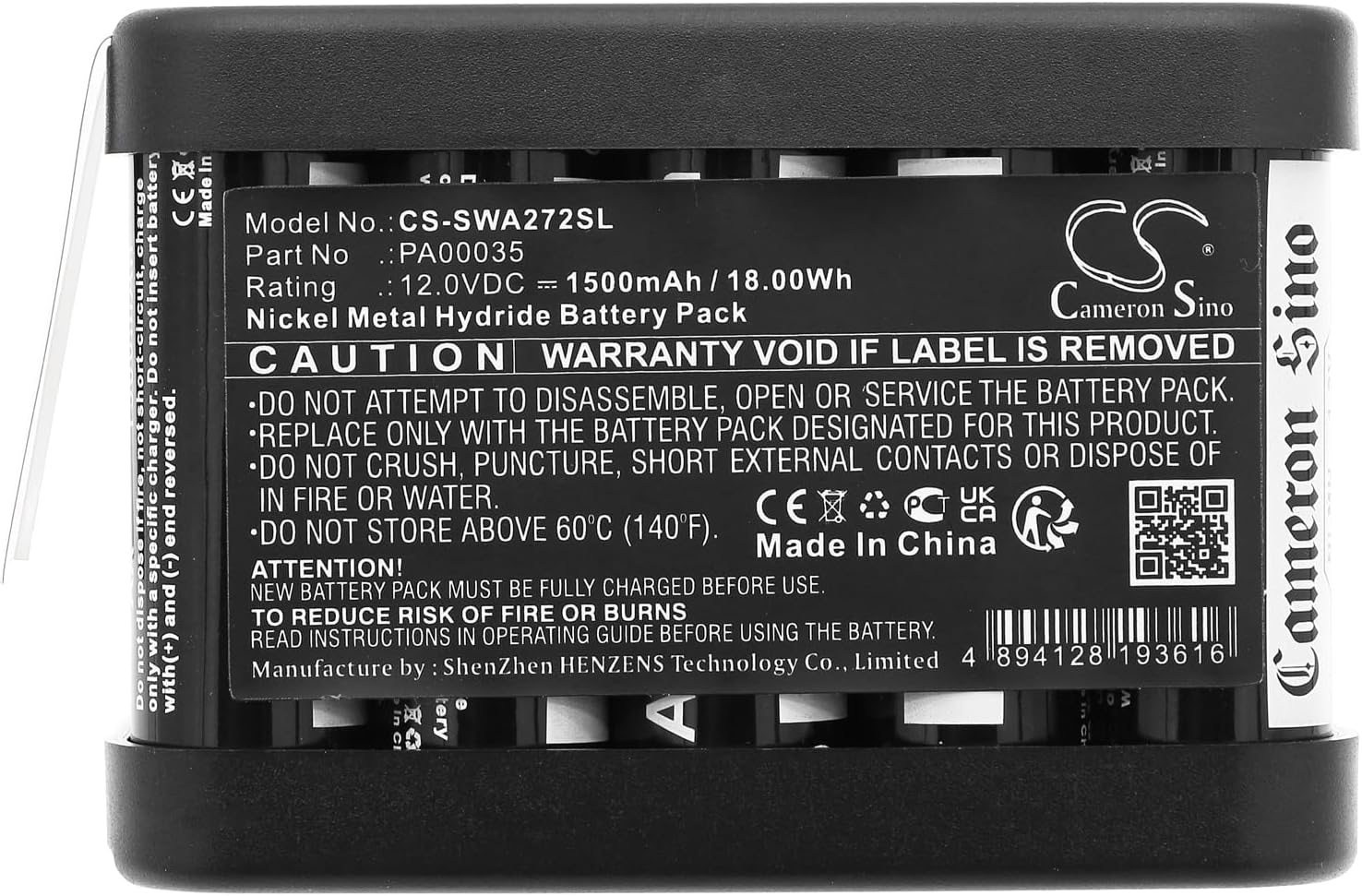 Cameron Sino Battery for Simon AOV RZ 040, ES 251, ES 601, RWA 272, RZ 140, RZ 272, ST4 10104 A PN:Simon 6711, PA00035 1500mAh / 18.00Wh