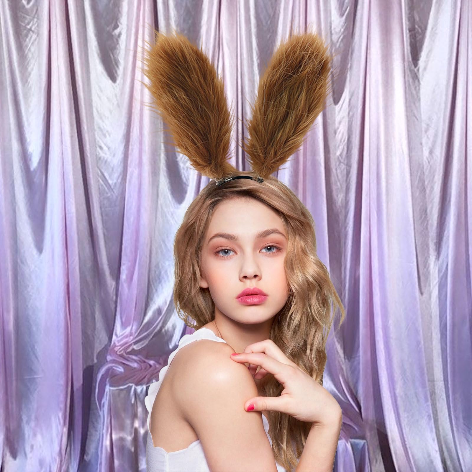 MUNKST Rabbit Playing Ears, Role Play Rabbit with Long Ears, Hair Clip, Headband, Headband, Yellow, Ears: 20 cm - Image 4