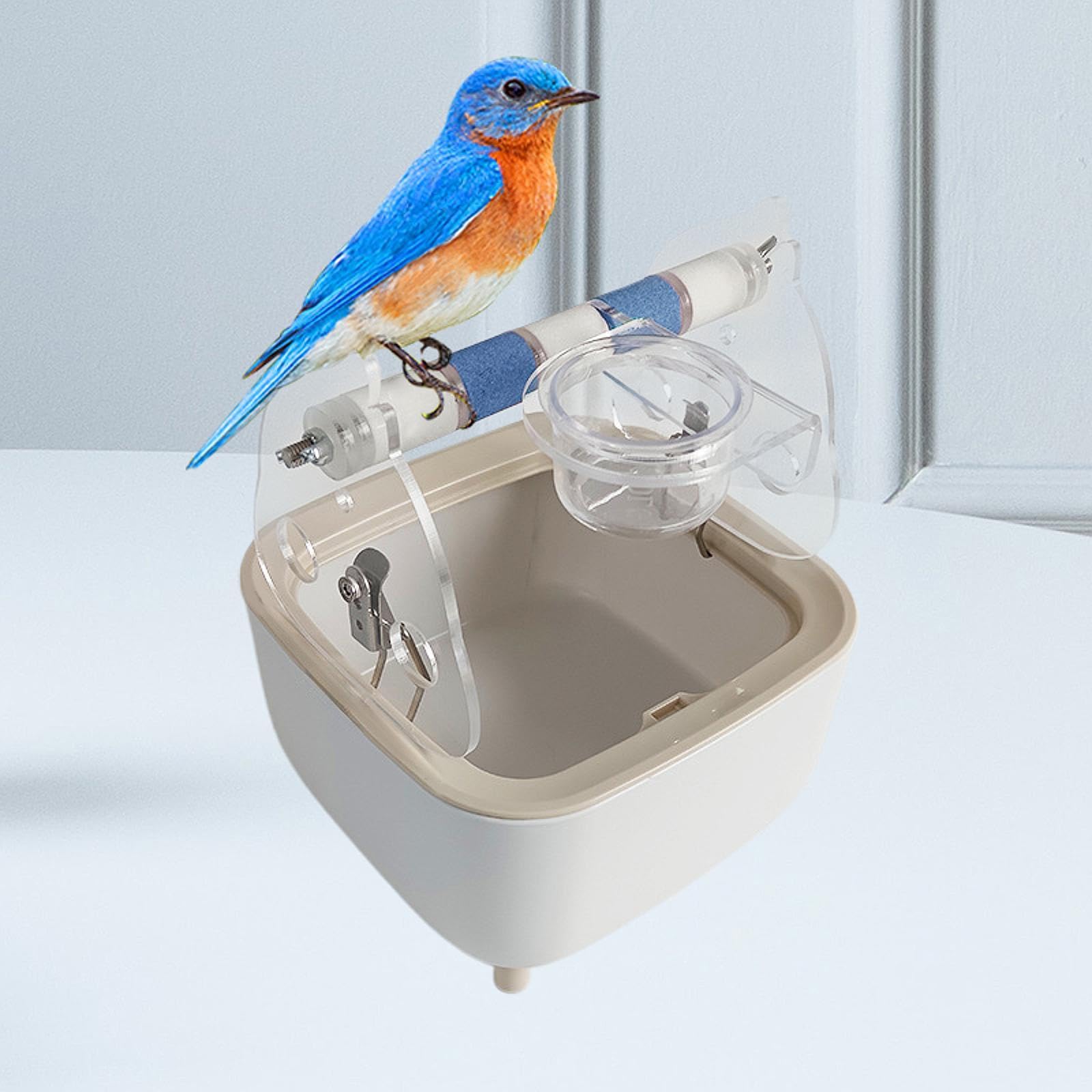 Generic Parrot Training Toilet Stand Bird Perch with Waste Bin Gym,Portable,Training Toy Dropping Station Parrot Perch for Parakeets, Blue