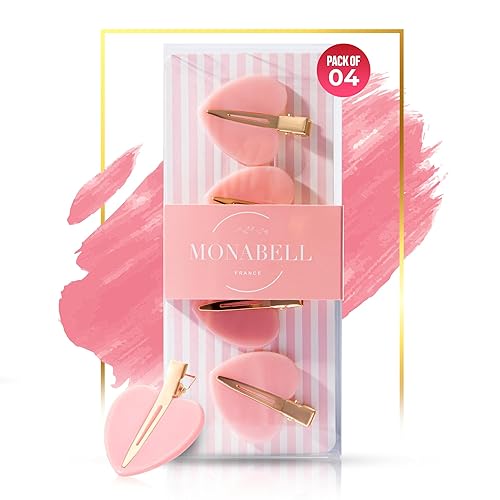 Monabell - Pinzas para el cabello en forma de corazón, accesorios para el cabello color rosa, juego de 4 horquillas para mujeres y niñas, pasadores