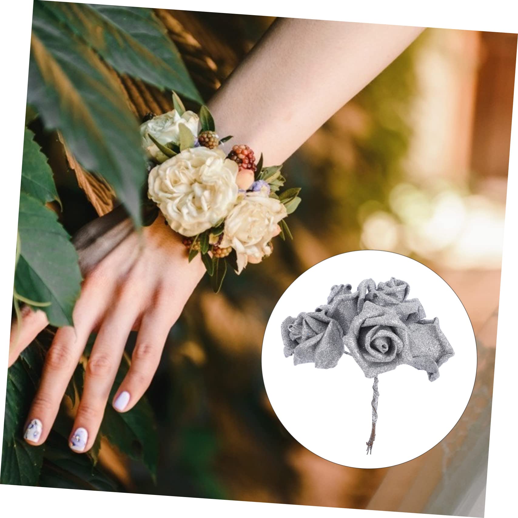Abaodam 100pezzi Pz Teste Di Fiori Simulati Per Decorazioni Nuziali e Casa Bouquet Realistici Per Matrimoni e Feste Per Interni Ed Esterni