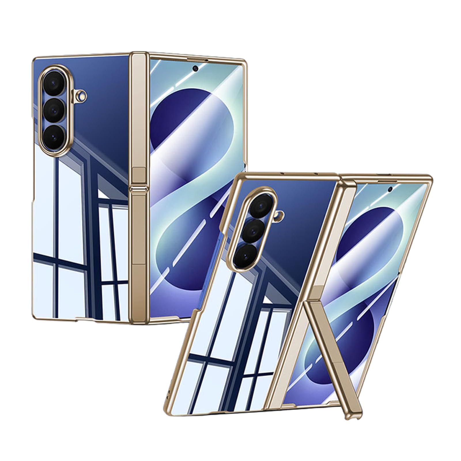 MFAOSHI Slim Case for Samsung Galaxy Z Fold 8 Ultra, Luxury Electroplated Clear Kickstand Case with Screen Hinge Protection Cover