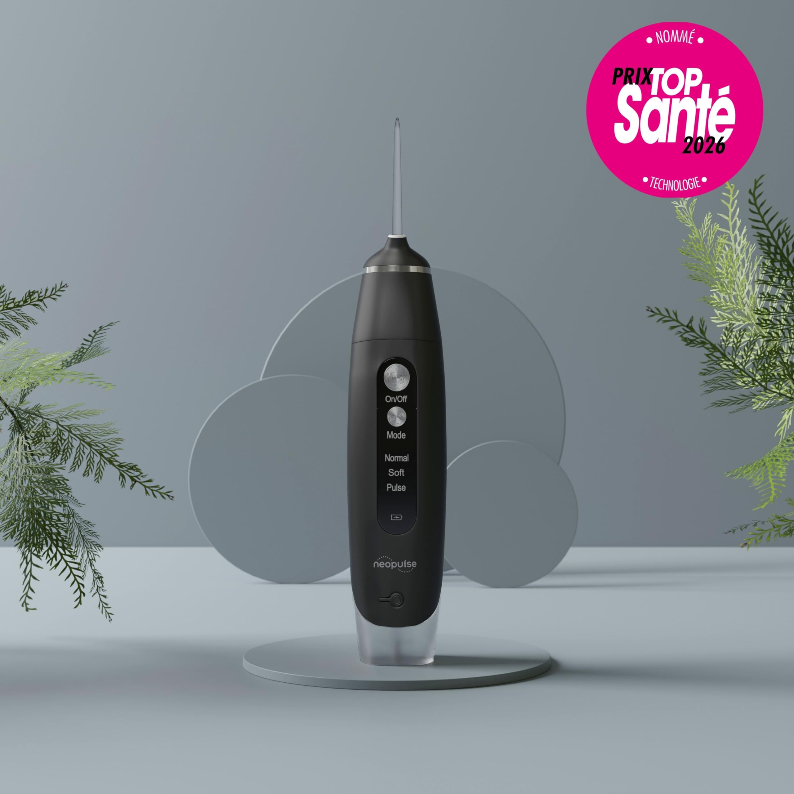 NEOPULSE MY FIRST® – Jet Dentaire Hydropulseur Irrigateur Oral Compact – 3 Modes – 4 embouts - Idéal Débutants & Gencives Sensibles – Transportable et Pratique pour le voyage - Réservoir 165ML - Noir
