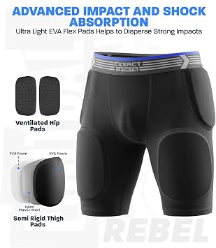 Exxact Sports Rebel 5-Pad Youth Football Girdle with Cup Pocket