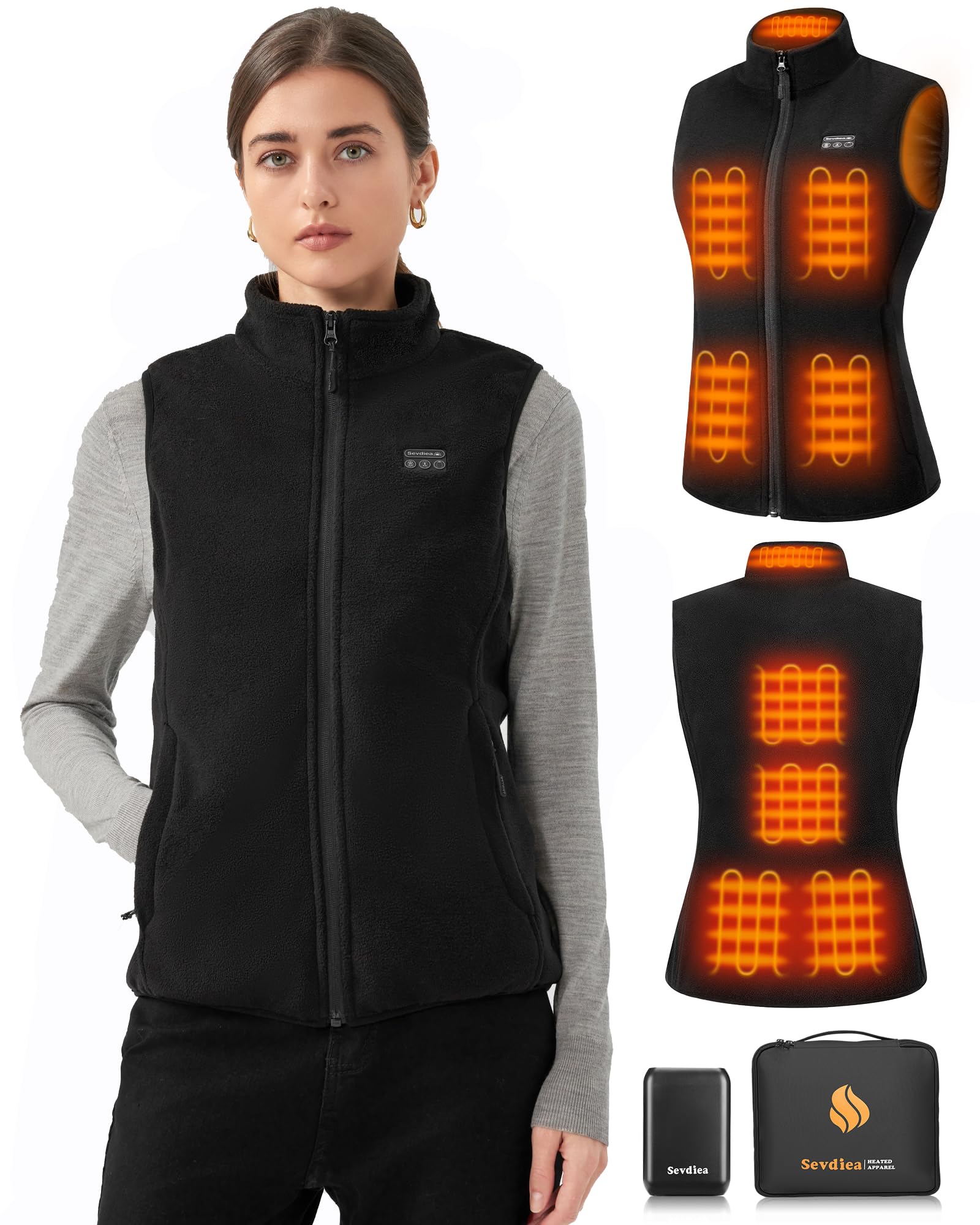 Fleece Women's Heated Vest With Battery Pack Included 16000mAh 7.4V, Rechargeable Heated Vests for Women