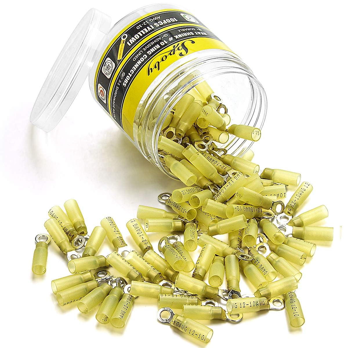 Cosses thermorétractables étanches de 12-10 AWG jaune Sopoby pour câblage de véhicule et bateau #10