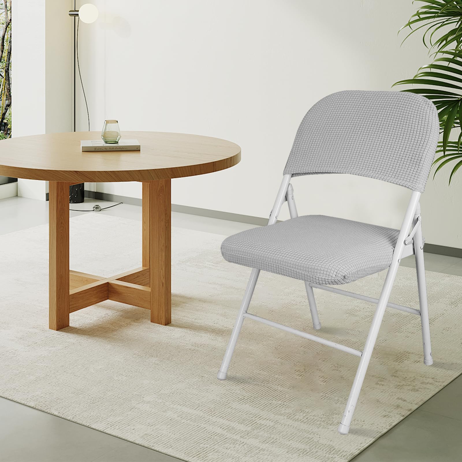 Stuhlhussen,Stretch Stuhlbezug,Klappstuhlbezug,Samt Klappstuhl SlipcoversAbnehmbar Waschbar Spannbezug für Esszimmerstühle Hochzeit Büro Bankette Partys Deko,Universal (8, Hellgrau)