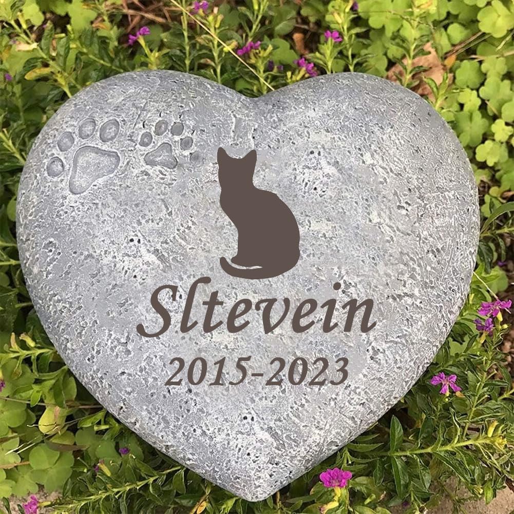 Pietra Commemorativa Per Cani E Gatti JHB - Con Campane A Vento, Personalizzabile Con Nome E Date, Per Giardino O Interni
