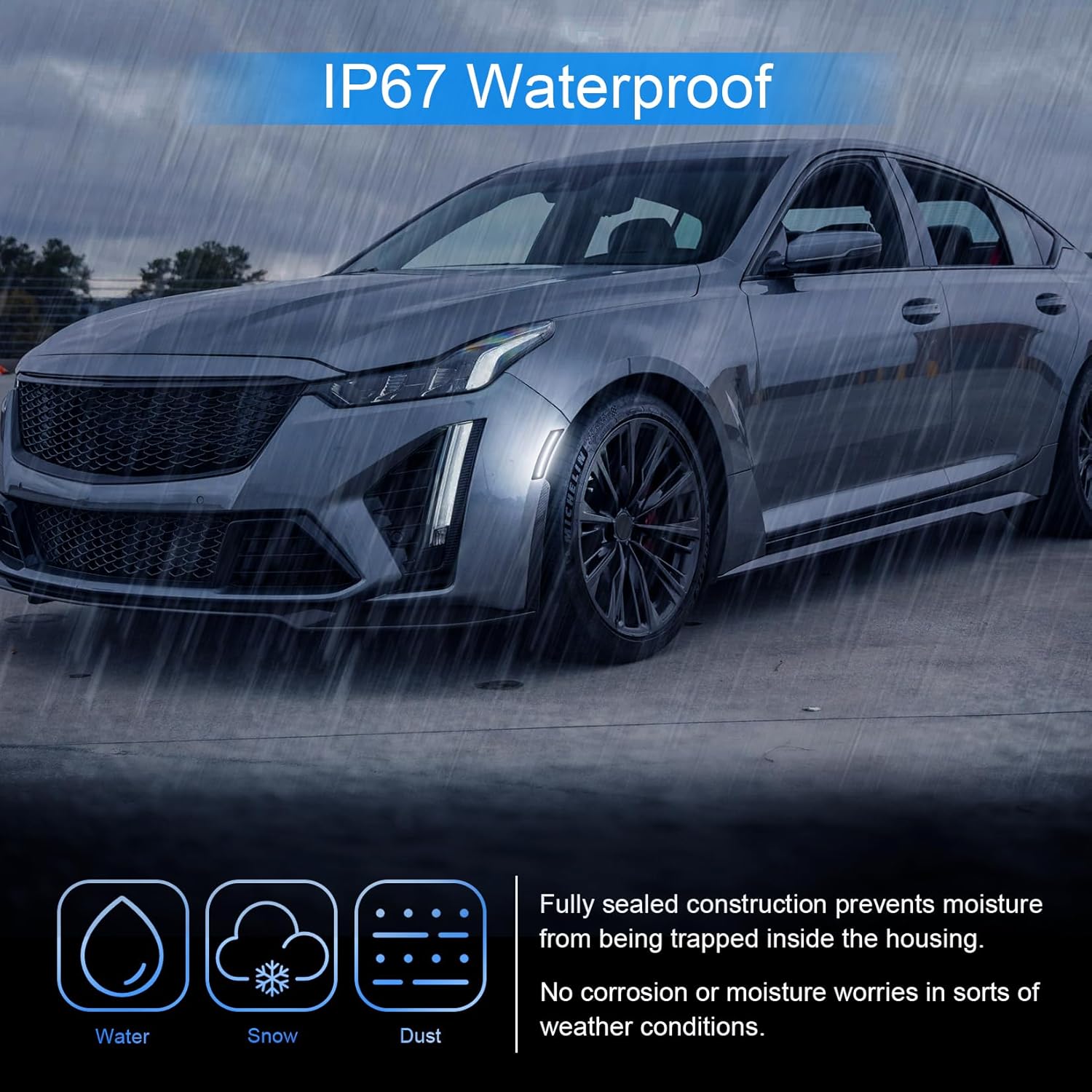 Smoked LED Side Marker Light Replacement for 2020 2021 2022 2023 2024 CT5 Front Bumper Side Marker Lights