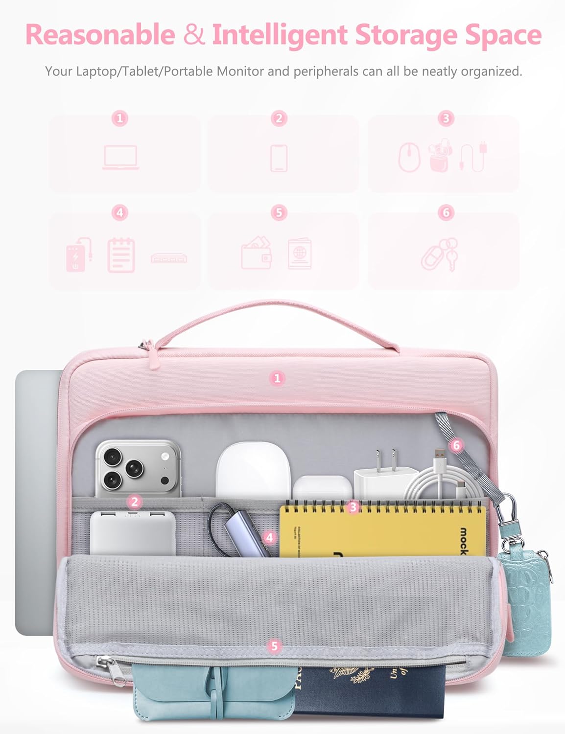 HYZUO 17-17.3 Inch Laptop Bag Sleeve for 17" 17.3" HP/Dell/Lenovo/ASUS/Acer/LG/MALLRACE/MSI Gaming Laptop/Razer Blade 17/18, Men Women Carrying Handbag Briefcase for Notebook/Monitor, Black