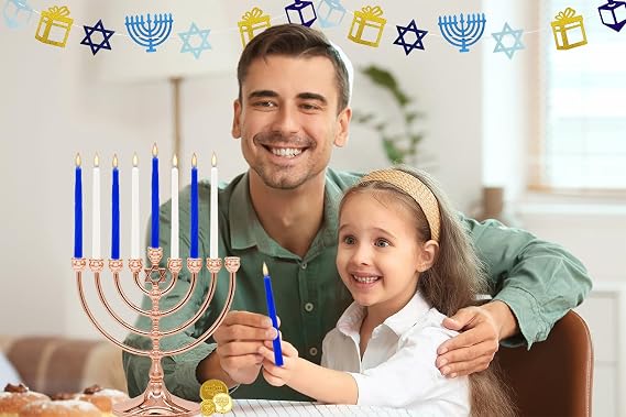 The Dreidel Company Menorah Chanukah Candles 2-Pack 44 Hanukkah Blue and White Candles for All 8 Nights of Chanukah