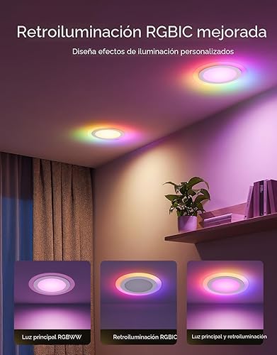 Miniatura 2 de Govee Matter RGBIC - Iluminación empotrable inteligente de 6 pulgadas, funciona con Alexa, Google Assistant, luz descendente regulable de 1100 lm